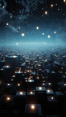 Wall Mural - cubic constellations suspended in a digital void, creating a celestial spectacle that transcends the