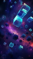Wall Mural - cubic galaxies swirling in a cosmic ballet, forming a mesmerizing display of celestial abstraction a