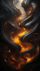 Wall Mural - liquid metal tendrils flowing through a digital landscape, forming a mesmerizing dance of metallic e