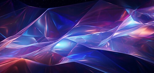 Wall Mural - prismatic waves of light reflecting off crystalline surfaces, creating a dazzling display of geometr