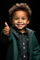 Poster - Young boy giving thumbs up sign with his hand.