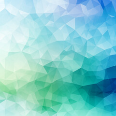 Wall Mural - Abstract gradient small triangles drawn in white, green and light blue colors, square image