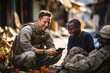 photo capturing a moment where soldiers and local residents exchange knowledge and experiences, fostering mutual growth, photo