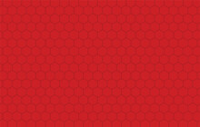 Red Technology Background With Seamless Pattern Background. Grid Seamless Pattern. Hexagonal Cell Texture. Honeycomb On Red Background.