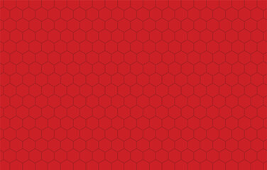 Red technology background with seamless pattern background. Grid seamless pattern. Hexagonal cell texture. Honeycomb on red background.