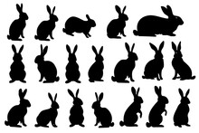 Collection Of Different Silhouettes Of Black Easter Bunnies