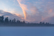 Gorgeous Sunset Sky, Beautiful Winter Landscape, Blue Hour, Dusk