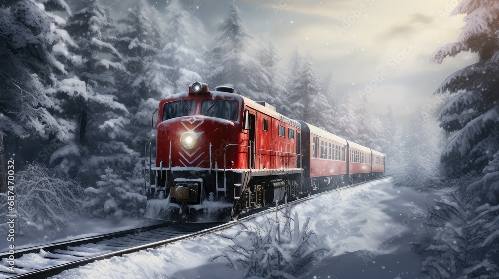 steam locomotive train in a snowy landscape Stock Illustration | Adobe ...