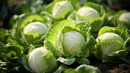 Wall Mural - Up close with white cabbage a cultivated variety