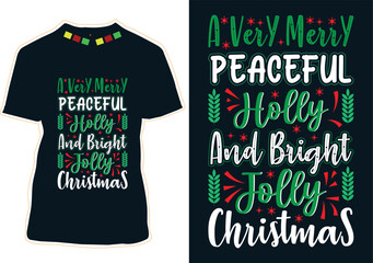 Canvas Print - A Very Merry Peaceful Holly And Bright Jolly Christmas T-shirt Design
