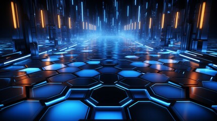 Wall Mural - abstract futuristic background with hexagons