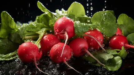 Wall Mural - Fresh red radish vegetables captured in a close-up
