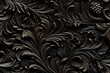 Seamless Midnight Florals Carved in Metal. A lavish display of floral carvings, with each petal and curve shimmering in metallic tones against a deep black backdrop, exuding an air of regal elegance