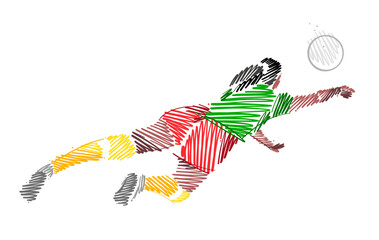 Wall Mural - Volleyball player drawing made of colorful brushstrokes