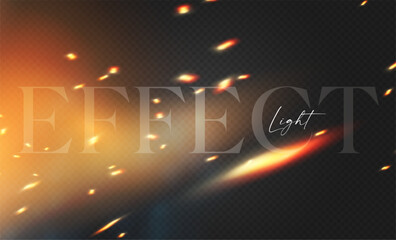 Canvas Print - sparks and glare of fire transparent motion light effect.