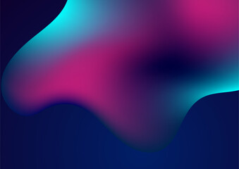 Poster - Abstract blue and purple liquid wavy shapes futuristic background. Glowing retro waves vector design