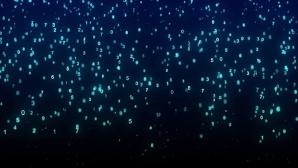 Matrix background. Cyber security with binary code. Rapidly falling randomly blue numbers. Decoding algorithms hacked software. Big data visualization. 3D rendering.