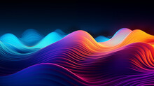 Trendy And Bright Abstract Wave Background. Colorful Waving Folds In Neon Color Palette