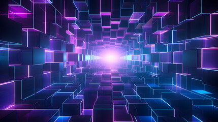 Glowing 3D grid pattern with cyberpunk aesthetic