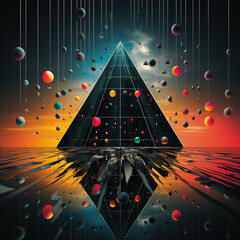 Wall Mural - abstract geometric art: exploring colorful pop, neon bright lights, and splash of colors