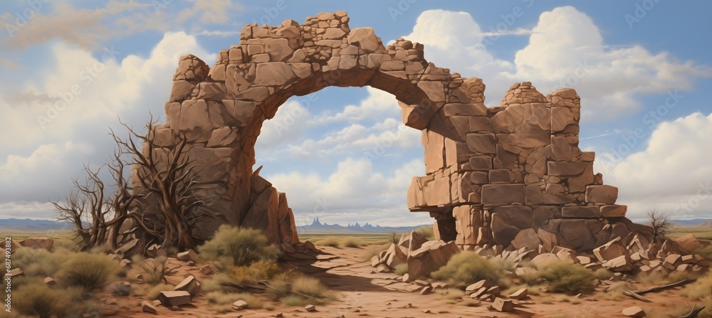 Illustration Stock Ancient sandstone portal rift ruins gateway located ...