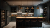 Fototapeta Krajobraz - 3D rendering Kitchen Concept: A Stylish and Inviting Space for Modern Living and Relaxation