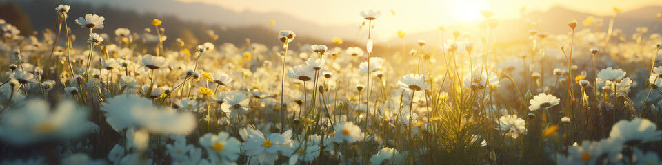 Wall Mural - sunset in the grass