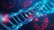 Chromosome and DNA double helix in blue light and shaded background with flicker lights