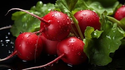 Wall Mural - Fresh red radish vegetables captured in a close-up