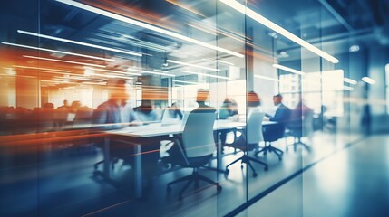 Poster - Abstract blur business office working space background with modern style. Blurry creative workplace design background : Generative AI