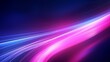 © Generative AI - Blur neon glow. Fluorescent abstract background. Futuristic radiance. Defocused UV navy blue pink purple color light flare motion modern overlay effect : Generative AI