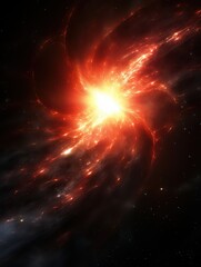 Wall Mural - Bright orange nebula light in outer space on night sky wallpaper background
