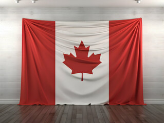 Canada national flag background,  Canadian flag weaving made by silk cloth fabric, Canada background, ai generated image