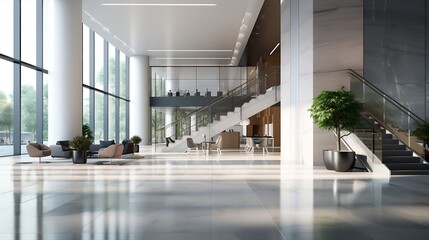 Leinwandbilder - interior of modern entrance hall in modern office building : Generative AI