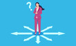 © kody_king - Vector business illustration of female employee thinking about way forward