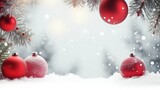 Fototapeta Do pokoju - Festive Winter Holidays: Christmas and New Year Concept with Balls on Snowy Fir Branches