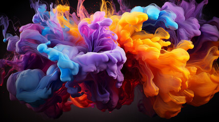 Wall Mural - panorama Exploding liquid paint in rainbow colors with splashes