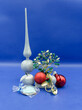 Christmas decoration with  bubbles on a blue background.