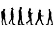 men walking silhouettes or vector set black and white