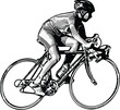 race bicyclist, realistic sketch illustration - vector