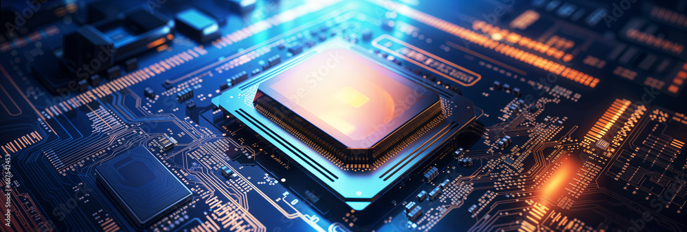 CPU and microprocessor concept, central computer processor circuit ...