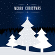 Christmas vector dark blue background with trees, snowflakes stars and wishes