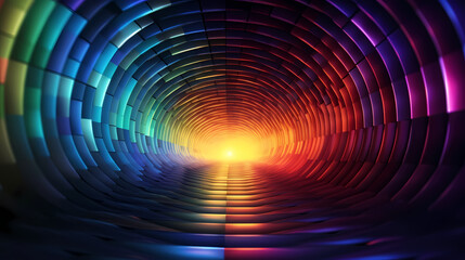 Canvas Print - colorful tunnel with a light inside, abstract art background