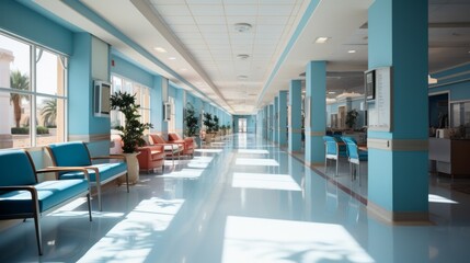 Wall Mural - interior of a hospital corridor with a clean floor
