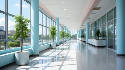 Wall Mural - empty modern hospital corridor background