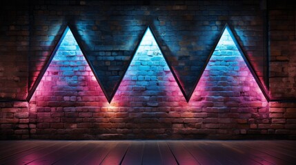 Wall Mural - neon light against un-plastered brick walls serving