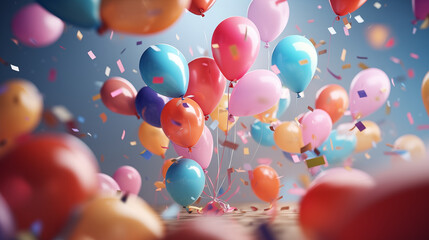 Sticker - background for celebration with balloons 