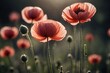 Close up image of opium poppy with blurred background. ai generative