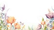 © Maryna - watercolor border frame with tender flowers, illustration for invitation, wedding design, greeting card
