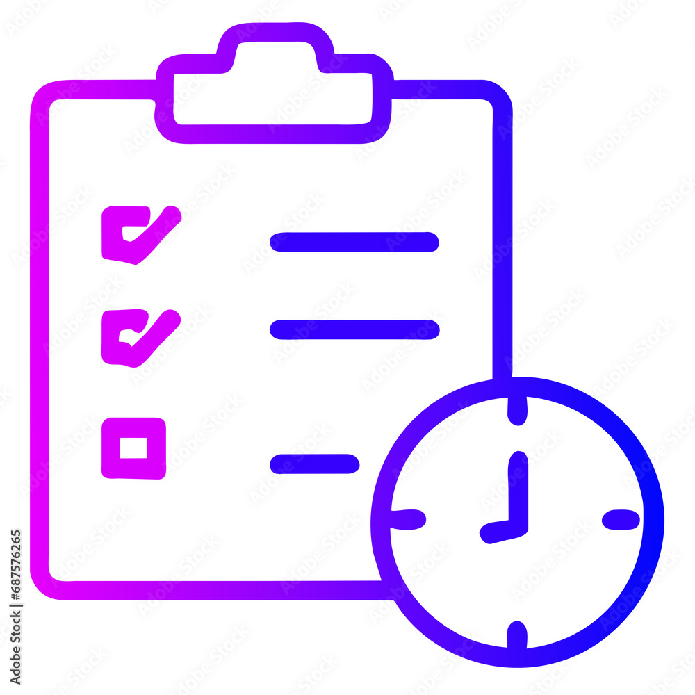 Clipboard checklist with clock and calendar. deadline checklist ...